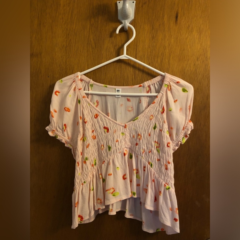 Pink Floral Peplum Blouse